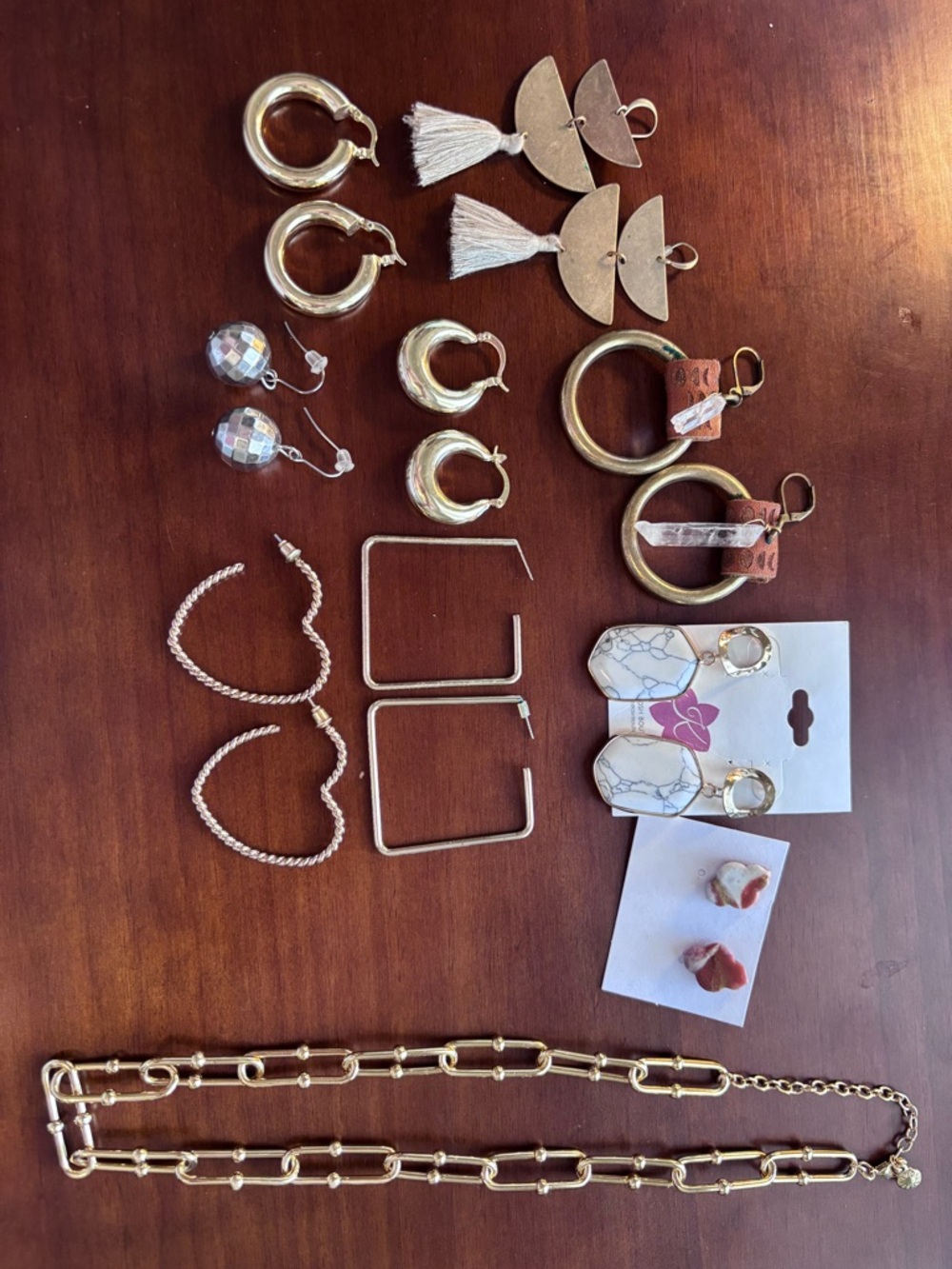 Anthropologie Mixed Gold and White Earring Set